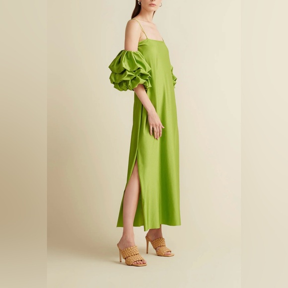 Eugenia Fernandez, Milos Emerald Convertible-Sleeve Slip Dress. size L. - Picture 1 of 8